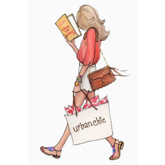 走路看书的美女