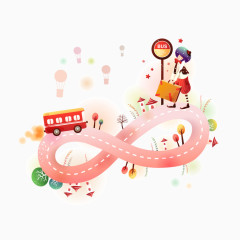 手绘旅行的小女孩