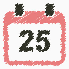 二十五日历圣诞节十二月事件时间表乱涂圣诞节的手绘涂鸦的图标