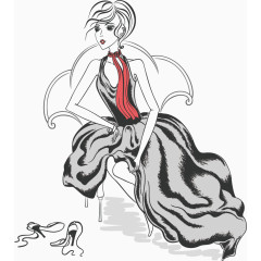 手绘清新美女模特