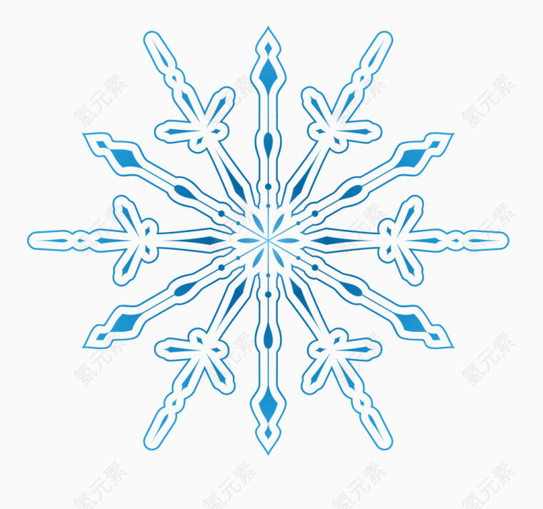 漂亮的蓝色雪花形状
