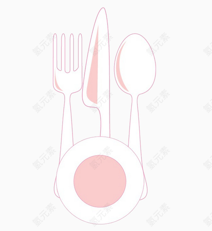 卡通手绘精美餐具刀叉盘子