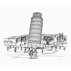 卡通手绘名胜古迹