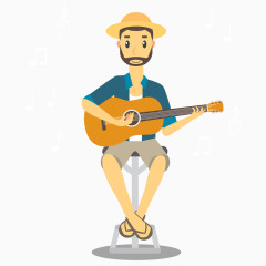 坐着弹吉他的人