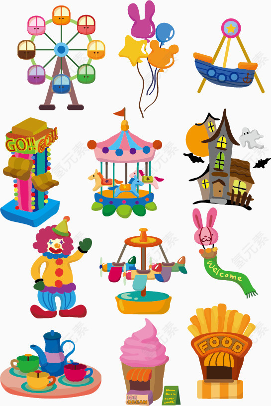 游乐园的矢量元素合集