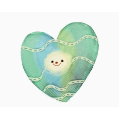 蓝色卡通表情爱心