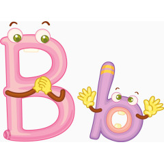 卡通拟人彩色字母Bb