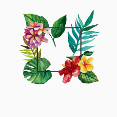 花朵叶子文字线框