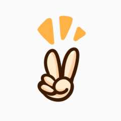 手指耶比V手绘卡通