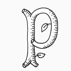 手绘线稿数字字母P