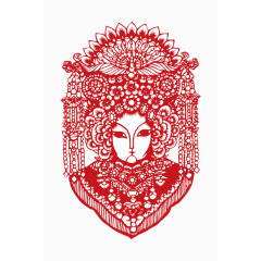 卡通红色剪纸京剧人物