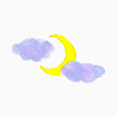 卡通手绘云月亮