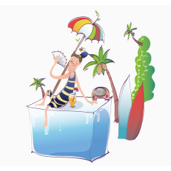 卡通手绘夏季元素乘凉