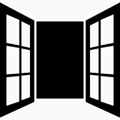 打开窗门玻璃图标