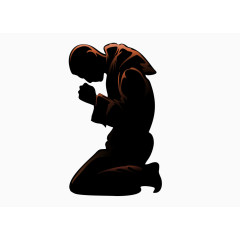 跪着的和尚剪影