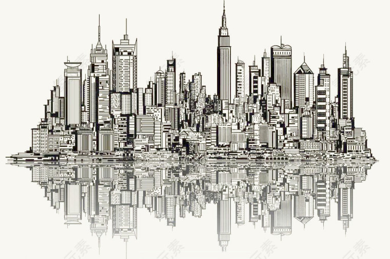 手绘城市图片 