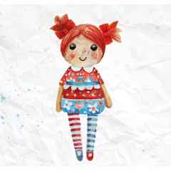 水彩绘橙发布娃娃