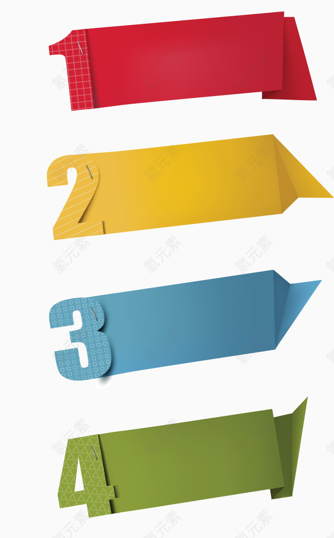 数字折纸编号标签矢量