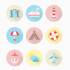 12款圆形旅行图标