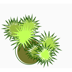 可爱手绘绿色小盆栽