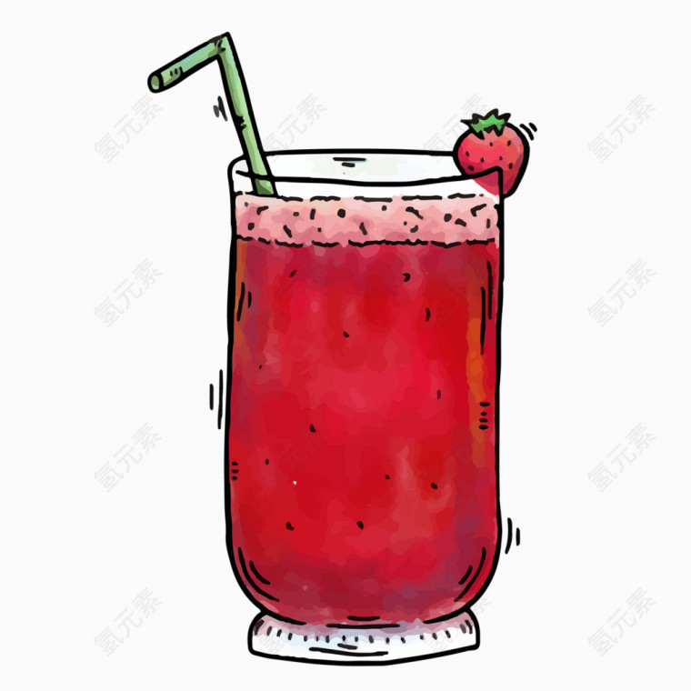 手绘风草莓汁