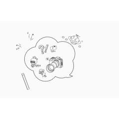 学习用品线条画 相机 尺子