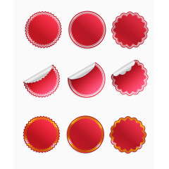 红色圆形促销标签边框合集 