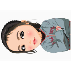 卡通手绘人物形象酷酷女孩