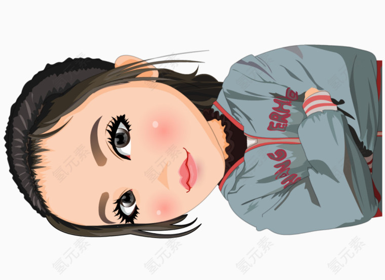 卡通手绘人物形象酷酷女孩