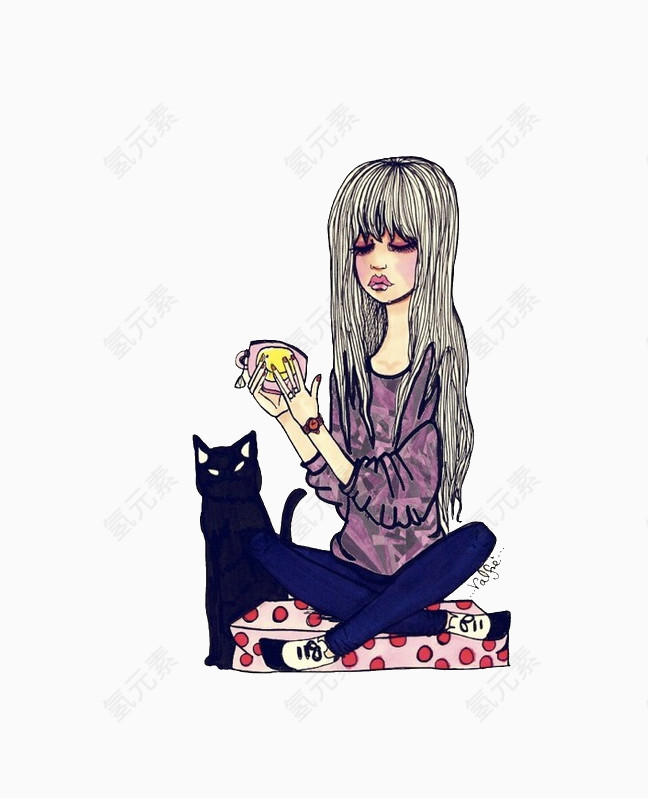 女孩和猫
