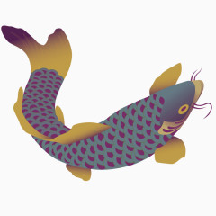 矢量卡通蓝色的鲤鱼