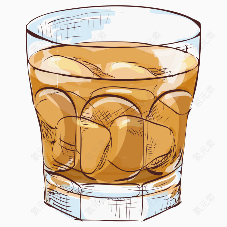 卡通手绘夏日元素冰镇果汁