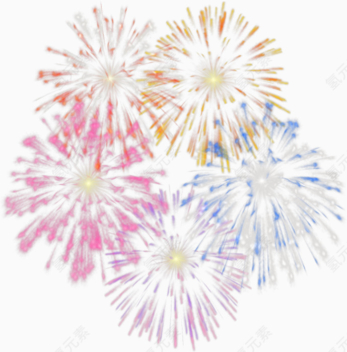 黄色蓝色红色烟花
