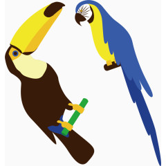 鹦鹉卡通手绘图标元素