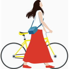 推自行车卡通人物