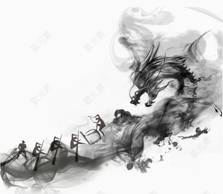 端午节水墨龙舟赛