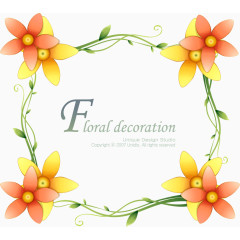 橘黄色小花朵边线框