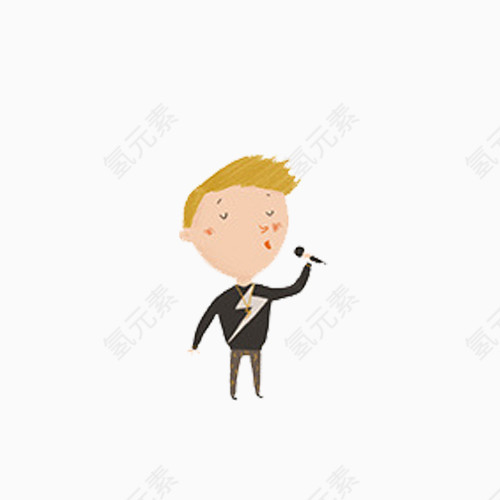 简约小清新可爱唱歌的男孩