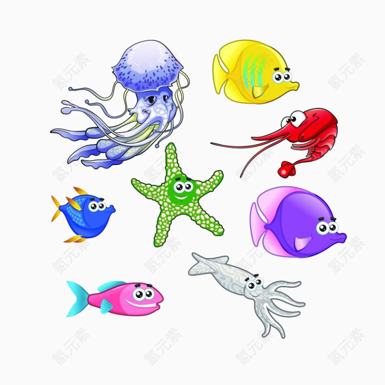 海底世界海星乌贼章鱼素材