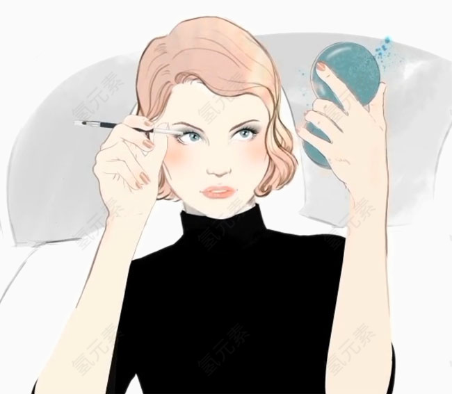 化妆的美女插画