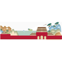 卡通扁平中国古代建筑