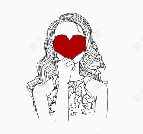 美女爱心插画