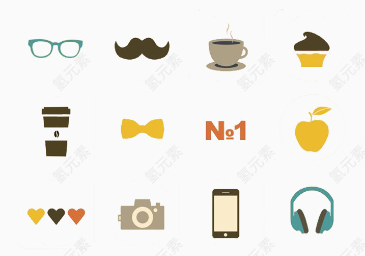 胡子蝴蝶结耳机咖啡