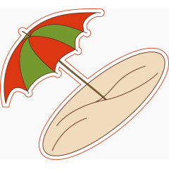 夏日元素沙滩沙滩伞卡通手绘装饰元素