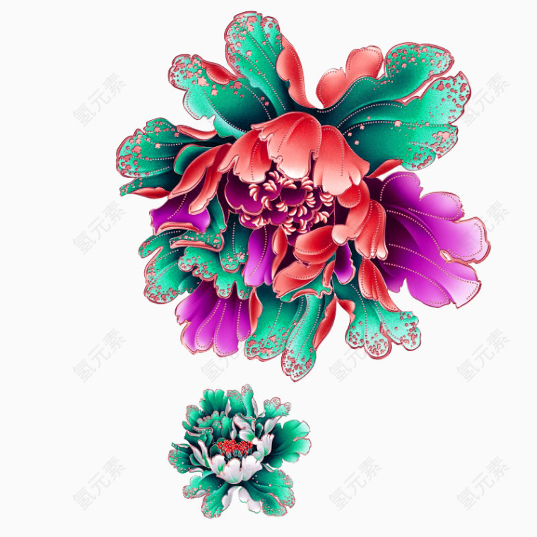 花朵装饰多色花