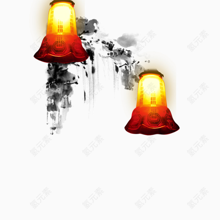 传统元素灯笼水墨