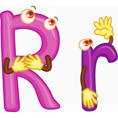 卡通拟人彩色字母Rr