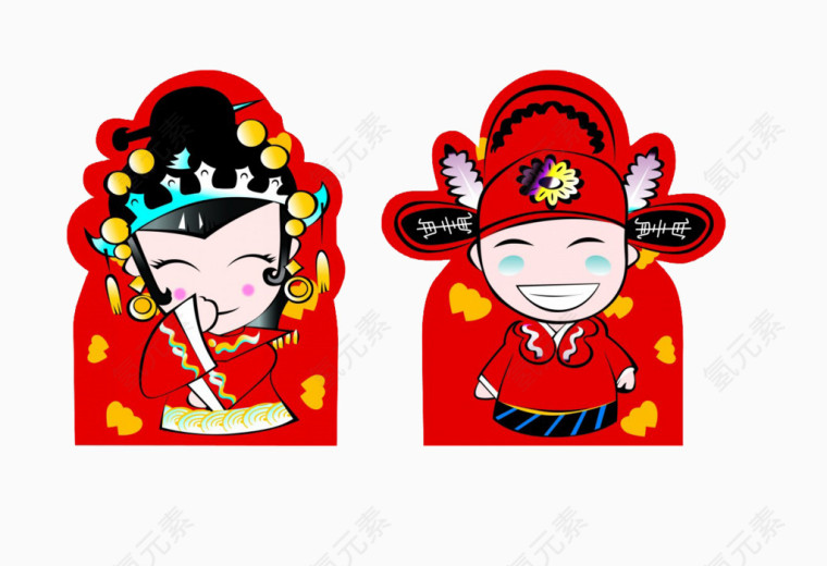 新婚的男女手绘