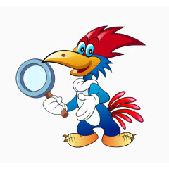 卡通小鸟拿放大镜