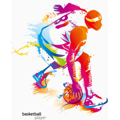 水彩篮球运动员